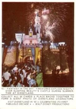 1965 Donruss Disneyland (Puzzle Back) #15 Fantasy in the Sky Fireworks Explode Nightly Over Sleeping Beauty's Castle During Summertime at Disneyland Front