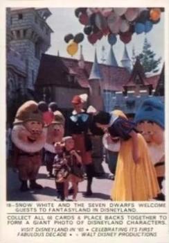 1965 Donruss Disneyland (Puzzle Back) #18 Snow White and the Seven Dwarfs Welcome Guests to Fantasyland in Disneyland Front