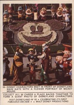 1965 Donruss Disneyland (Puzzle Back) #39 Disney Characters Meet in Front of Disneyland Main Gate with a Flower Portrait of Mickey Mouse Front