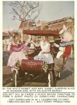 1965 Donruss Disneyland (Puzzle Back) #50 The White Rabbit and Mrs. Rabbit Surprise Alice in Wonderland with an Easter Basket Front