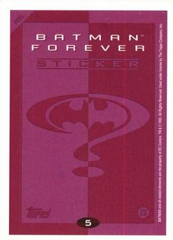 1995 Topps Batman Forever Stickers #5 Alfred Back