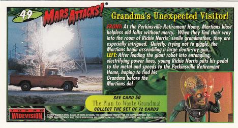 1996 Topps Widevision Mars Attacks! #49 Grandma's Unexpected Visitor! Back