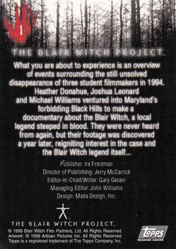 1999 Topps Blair Witch Project #1 Title Card Back