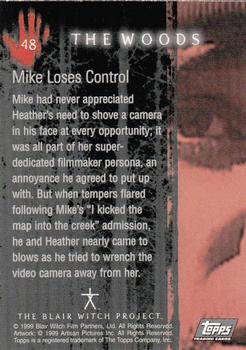 1999 Topps Blair Witch Project #48 Mike Loses Control -  The Woods Back