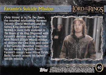 2003 Topps Lord of the Rings: The Return of the King #40 Faramir's Suicide Mission Back