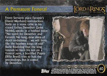2003 Topps Lord of the Rings: The Return of the King #60 A Premature Funeral Back