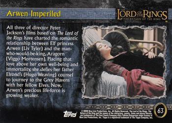 2003 Topps Lord of the Rings: The Return of the King #63 Arwen Imperiled Back