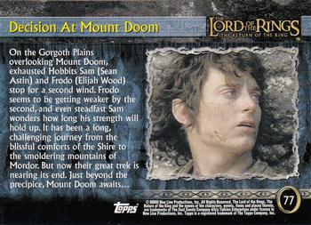 2003 Topps Lord of the Rings: The Return of the King #77 Decision At Mount Doom Back