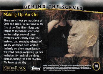 2003 Topps Lord of the Rings: The Return of the King #81 Making Up An Orc Back
