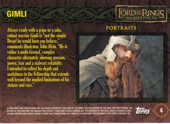 2006 Topps Lord of the Rings Masterpieces #4 Gimli Back