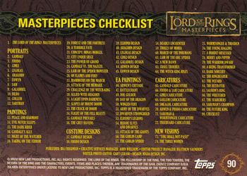 2006 Topps Lord of the Rings Masterpieces #90 Masterpieces Checklist Back
