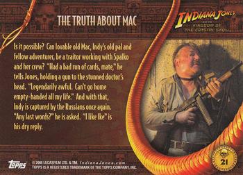 2008 Topps Indiana Jones and the Kingdom of the Crystal Skull #21 The Truth about Mac Back