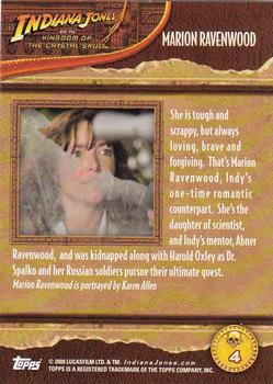 2008 Topps Indiana Jones and the Kingdom of the Crystal Skull #4 Marion Ravenwood Back