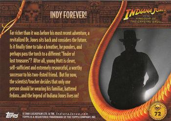 2008 Topps Indiana Jones and the Kingdom of the Crystal Skull #72 Indy Forever! Back