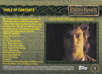 2008 Topps Lord of the Rings Masterpieces II #1 Table of Contents Back