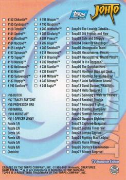 2001 Topps Pokemon Johto (UK) #NNO Checklist Back