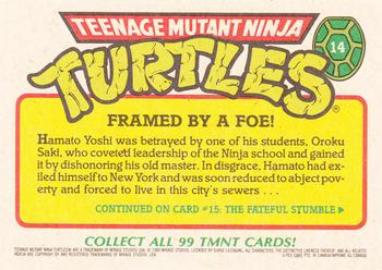 1989 O-Pee-Chee Teenage Mutant Ninja Turtles #14 Framed by a Foe! Back