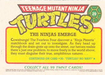 1989 O-Pee-Chee Teenage Mutant Ninja Turtles #29 The Ninjas Emerge Back