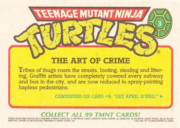 1989 O-Pee-Chee Teenage Mutant Ninja Turtles #3 The Art of Crime Back