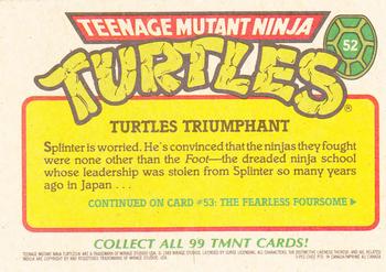 1989 O-Pee-Chee Teenage Mutant Ninja Turtles #52 Turtles Triumphant Back
