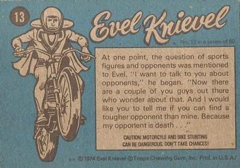 1974 Topps Evel Knievel #13 Facing the Fans Back