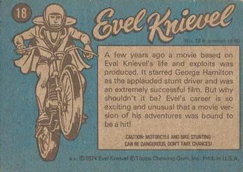 1974 Topps Evel Knievel #18 Profile in Courage Back
