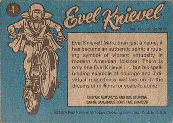 1974 Topps Evel Knievel #1 Evel Knievel Back