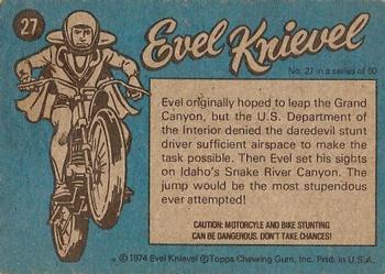 1974 Topps Evel Knievel #27 Driver's Seat Back