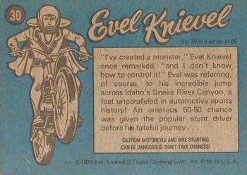1974 Topps Evel Knievel #30 The Challenger Back