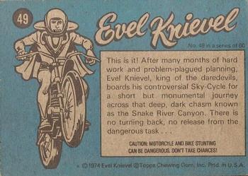1974 Topps Evel Knievel #49 Boarding the Sky Cycle Back