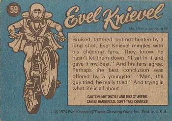1974 Topps Evel Knievel #59 Bruised But Not Beaten Back