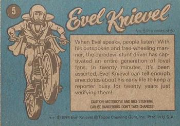 1974 Topps Evel Knievel #5 Idol of Millions Back