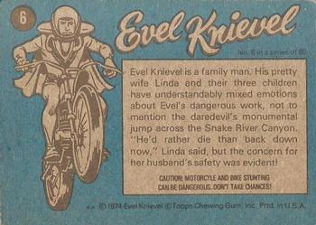 1974 Topps Evel Knievel #6 Way Out Wheelie Back