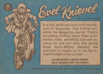 1974 Topps Evel Knievel #7 Cycle Super-Hero Back