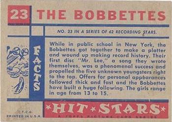 1957 Topps Hit Stars #23 The Bobbettes Back