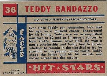 1957 Topps Hit Stars #36 Teddy Randazzo Back
