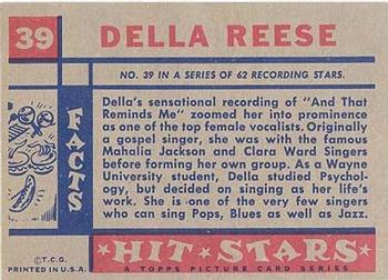 1957 Topps Hit Stars #39 Della Reese Back