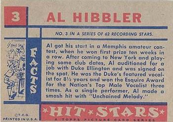 1957 Topps Hit Stars #3 Al Hibbler Back