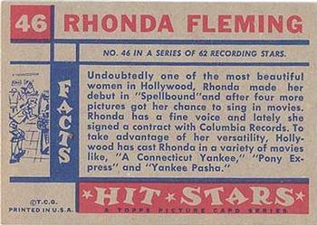 1957 Topps Hit Stars #46 Rhonda Fleming Back