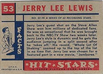 1957 Topps Hit Stars #53 Jerry Lee Lewis Back
