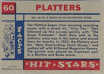 1957 Topps Hit Stars #60 Platters Back
