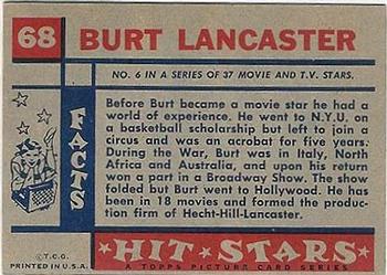 1957 Topps Hit Stars #68 Burt Lancaster Back