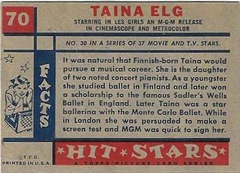 1957 Topps Hit Stars #70 Taina Elg Back