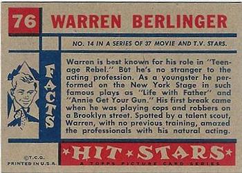 1957 Topps Hit Stars #76 Warren Berlinger Back