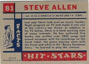 1957 Topps Hit Stars #81 Steve Allen Back