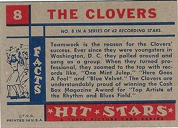 1957 Topps Hit Stars #8 The Clovers Back