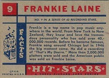 1957 Topps Hit Stars #9 Frankie Laine Back