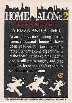 1992 Topps Home Alone 2 #26 A Pizza and a Limo Back