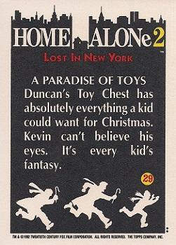 1992 Topps Home Alone 2 #29 A Paradise of Toys Back