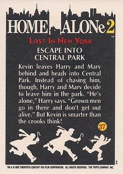 1992 Topps Home Alone 2 #37 Escape into Central Park Back